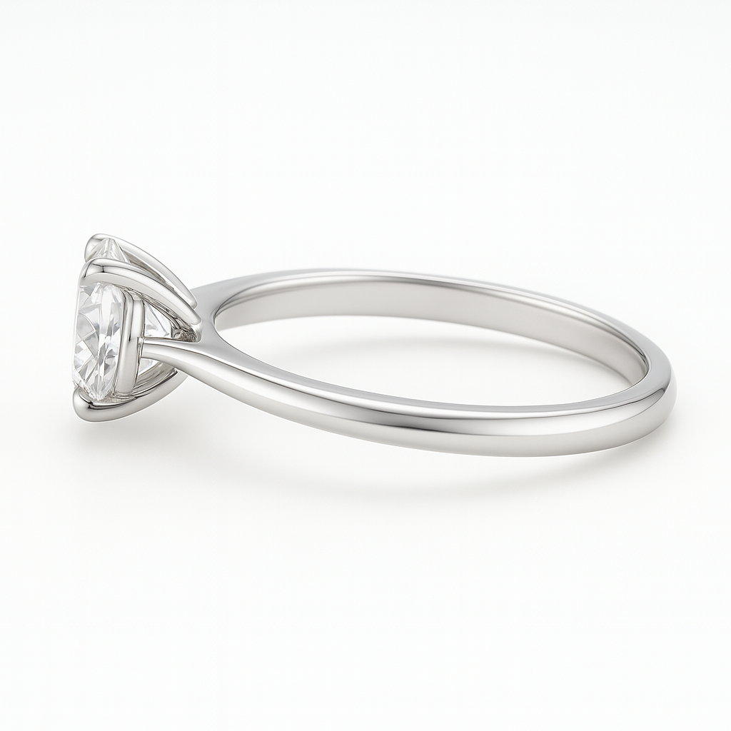 Supported solitaire engagement ring side