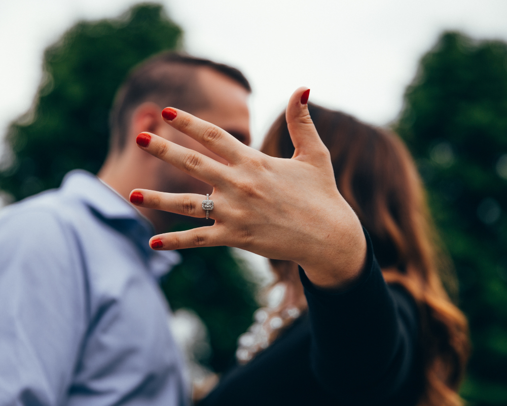 Newly engaged couple celebrating their moment
